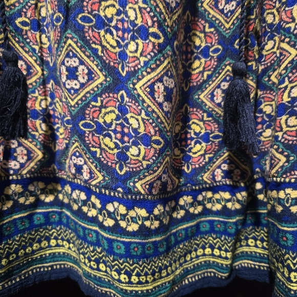 Old Navy Multicolour Geometric Boho Shirt With Tassels Flowy Lightweight Size Lg - Picture 3 of 8